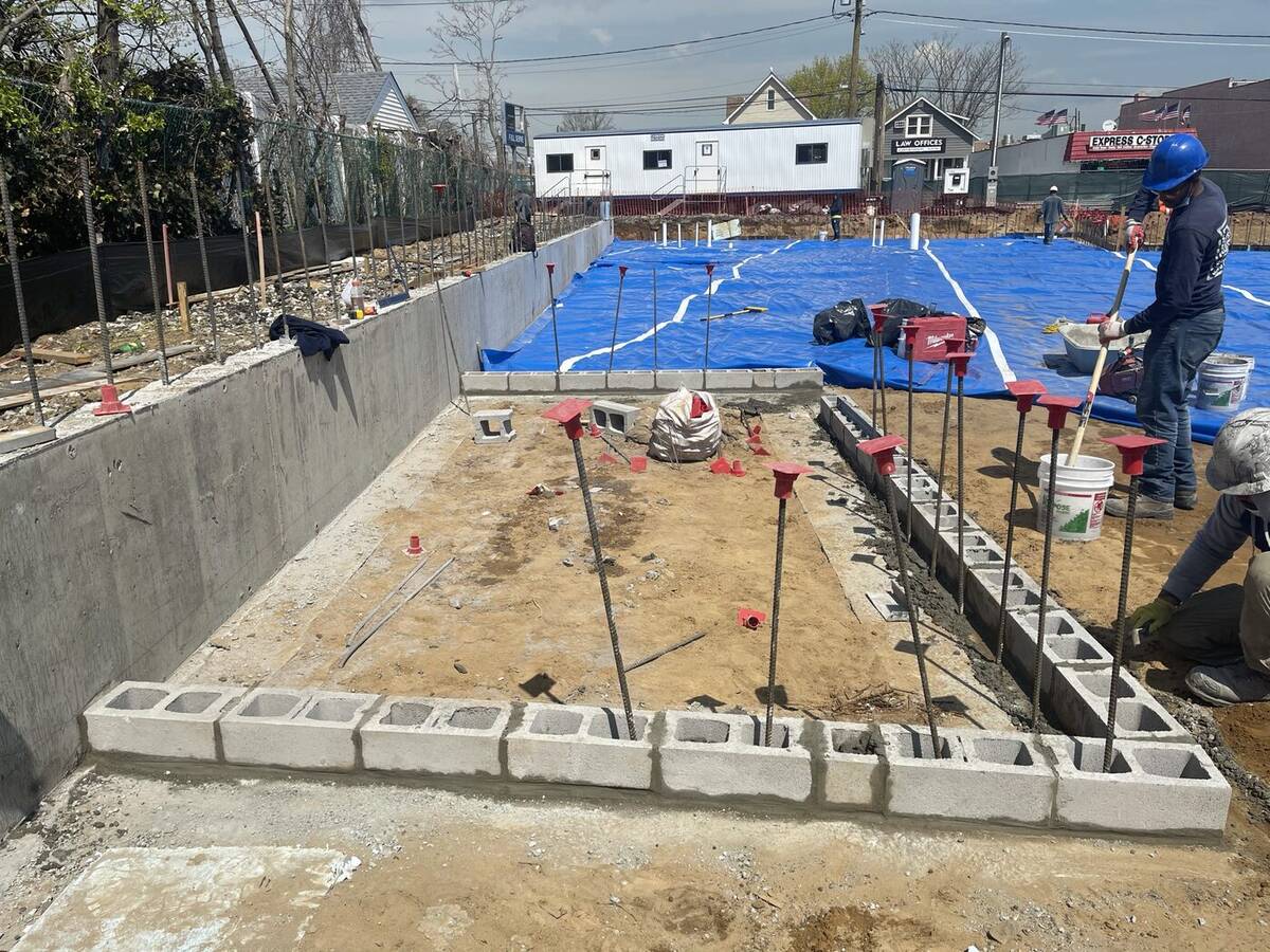 Concrete formwork on a new construction job site