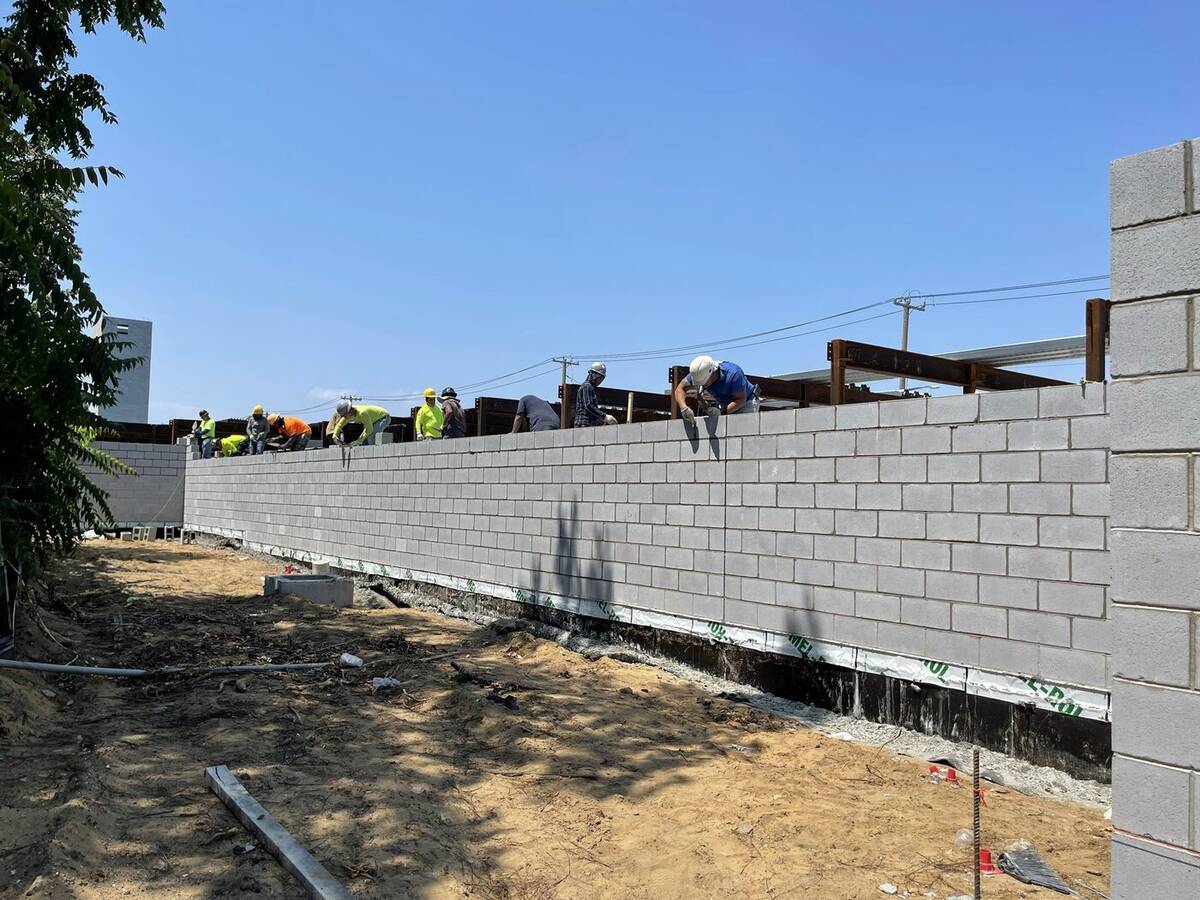 Structural steel erection at a new building site