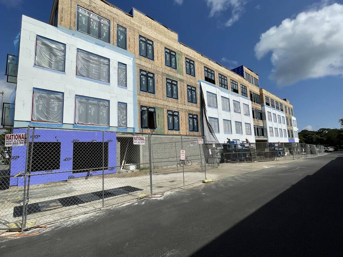 Structural steel erection at a new building site